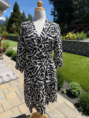 Rachel Zoe Black and White Animal-Print Dress/ Like New